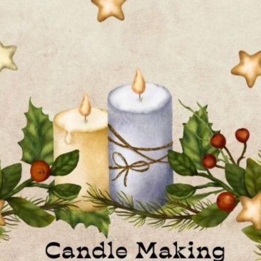 Advertisement for a candle making workshop at Zig Zag Zoh with decorative elements and text.