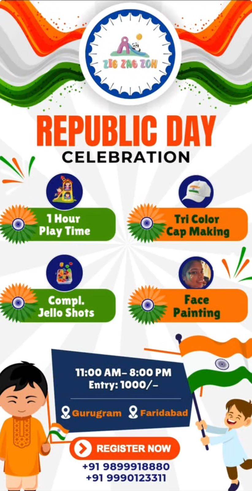 Republic Day Celebration by Zig Zag Zoh (26 Jan) | Opposite Dt Mega Mall DLF Phase 1 Gurgaon - ActivityKidz