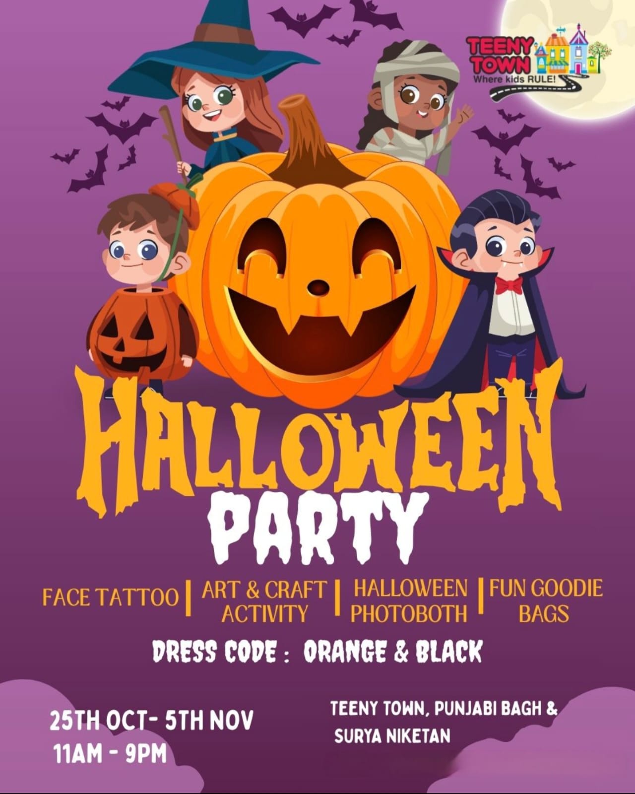 Halloween Party at Teeny Town Punjabi Bagh & Surya Niketan Delhi (25 Oct - 5 Nov)