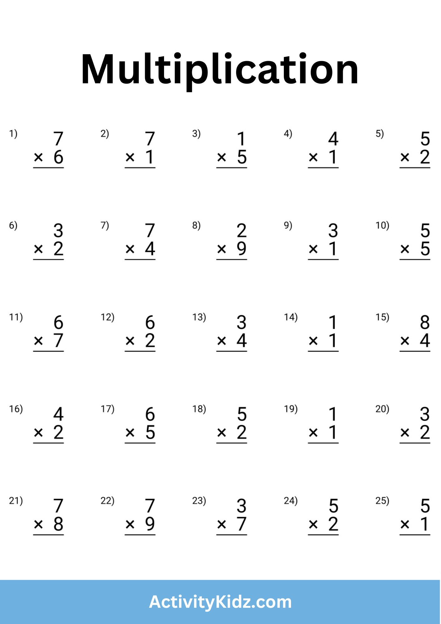 Multiplication Mastery Worksheet