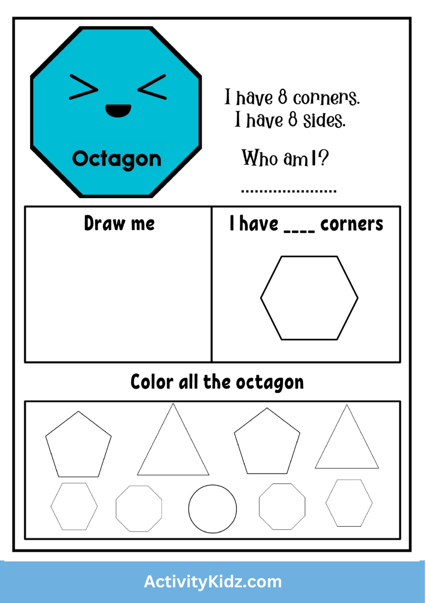 Octagon Shape Identification Worksheet