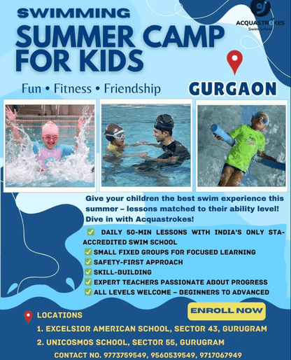 Summer Swimming Camp for Kids by Acquastrokes Swim School | Sector 43 Gurgaon - ActivityKidz