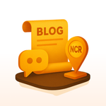 Illustration of a blog post with speech bubbles and a location marker on a white background