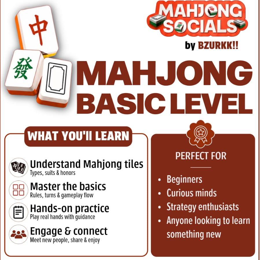 Mahjong Basics Level Socials (27 Jul - 29 Jul) at BZURKK!! Punjabi Bagh Delhi