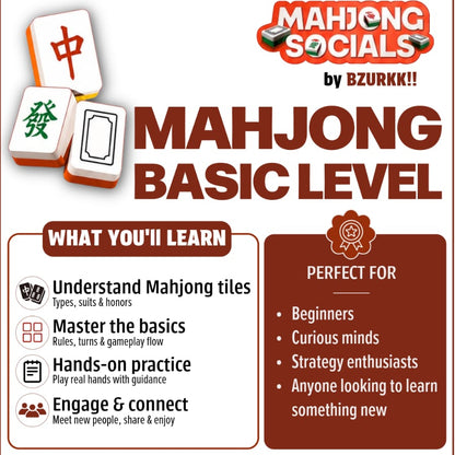 Mahjong Basics Level Socials (27 Jul - 29 Jul) at BZURKK!! Punjabi Bagh Delhi