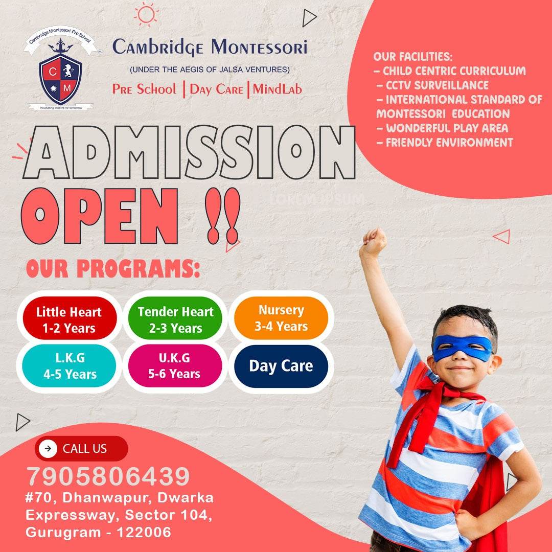Cambridge Montessori Preschool | Sector 104 Gurgaon - ActivityKidz