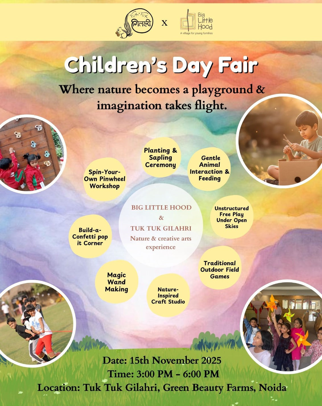 Children’s Day Fair by Big Little Hood at Tuk Tuk Gilhari (15-Nov) | Green Beauty Farms Noida
