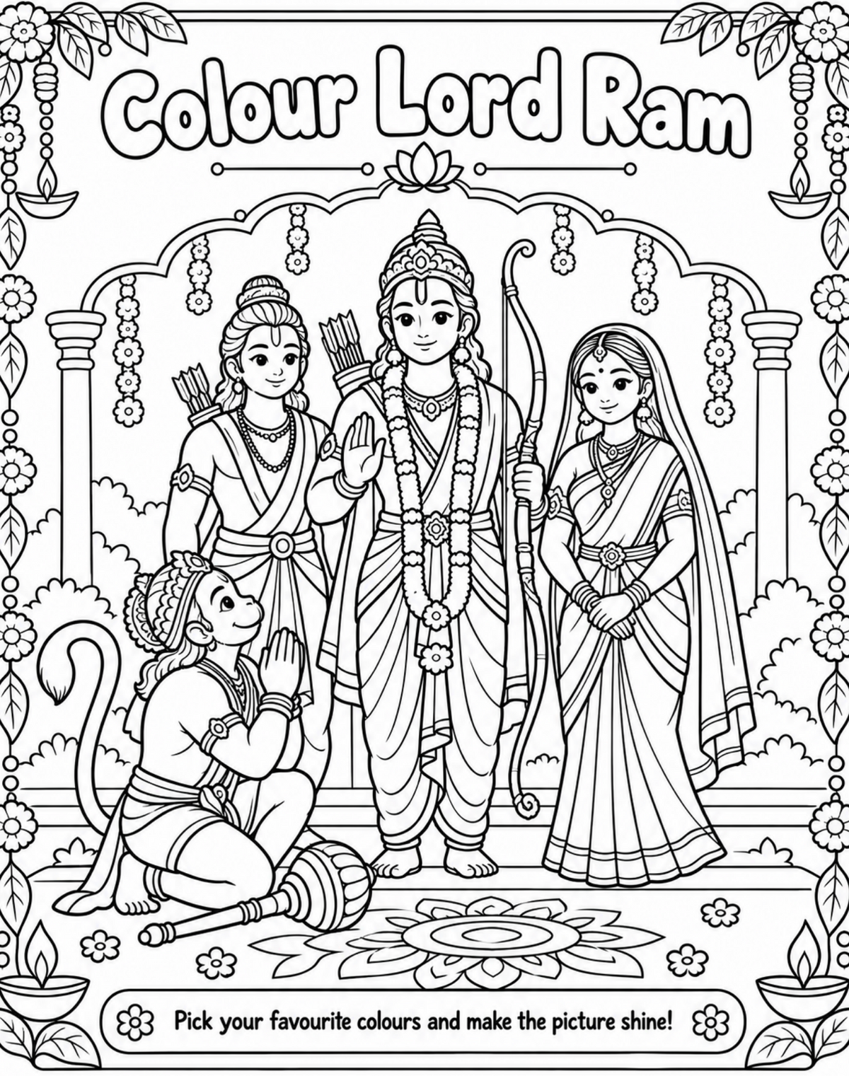 Colour Lord Ram - Dussehra Coloring Worksheet