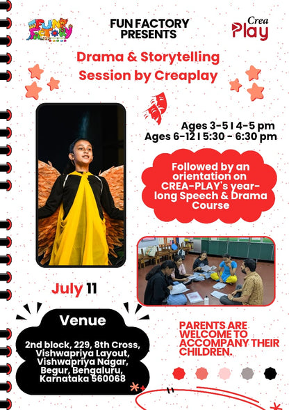 Drama & Storytelling Session (11 Jul) at Fun Factory | Begur Bengaluru