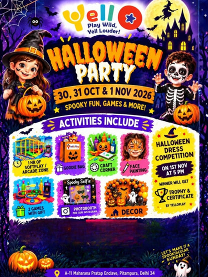Halloween Party (30 Oct - 1 Nov) at YellO Play Area | Pitampura Delhi