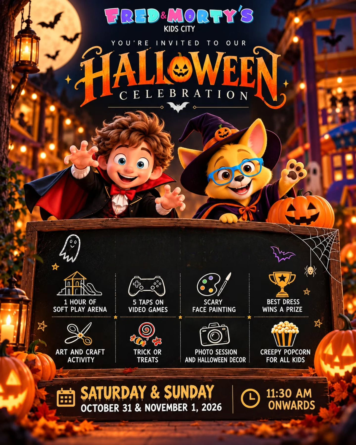 Halloween Celebration (31 Oct & 1 Nov) at Fred & Morty's Kids City | Sector 65 Gurgaon
