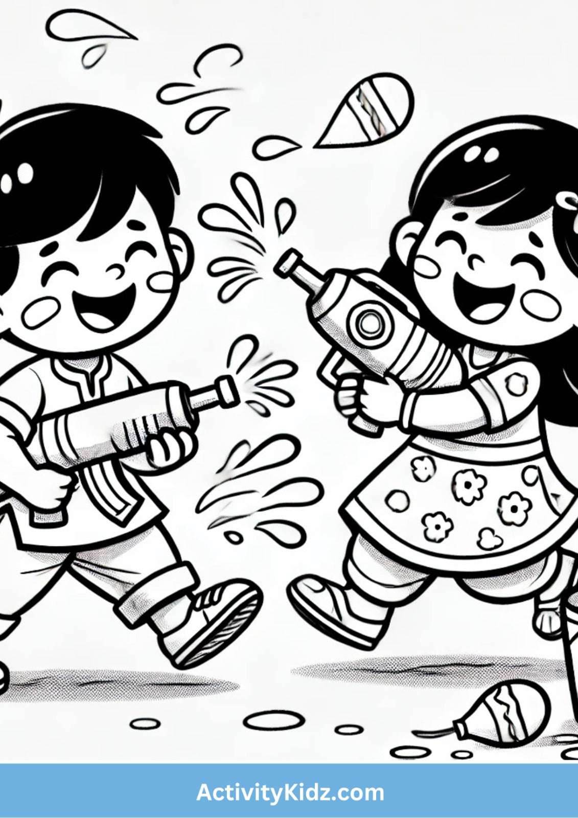 Holi Fun Coloring Worksheet - ActivityKidz