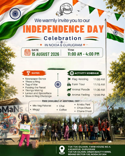 Independence Day Celebration (15 Aug) at Tuk Tuk Gilhari | Green Beauty Farms Noida