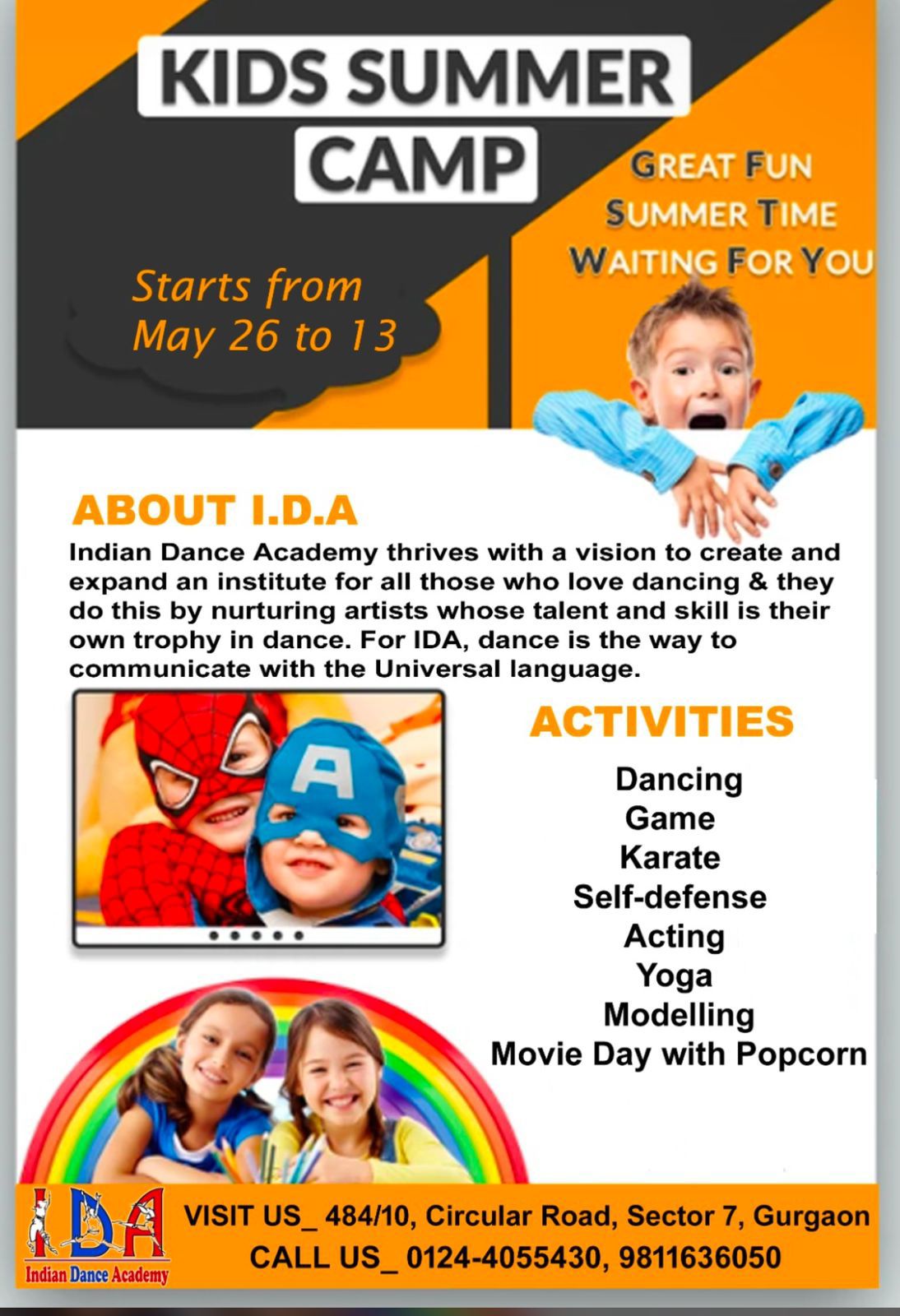 Kids Summer Camp by Indian Dance Academy (26 May - 13 Jun) | Krishna Colony Sector 7 Gurgaon