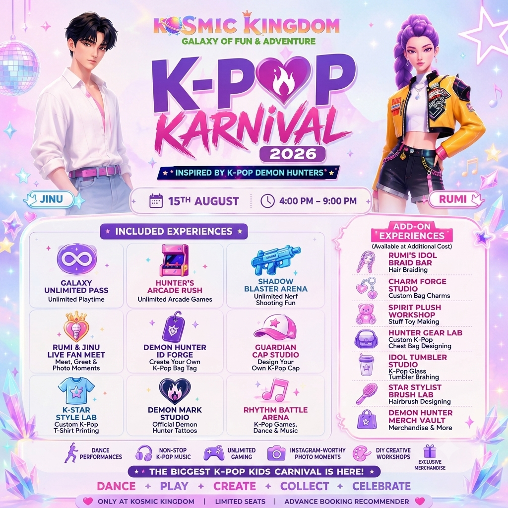 K-Pop Karnival (15 Aug) at Kosmic Kingdom DLF Phase 2 Gurugram