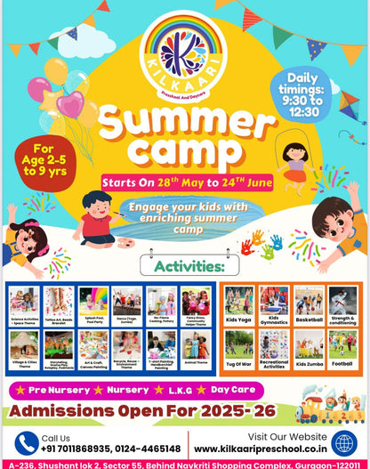 Summer Camp by Kilkaari Preschool and Daycare (28 May - 24 Jun) | Sector 55 Gurgaon - ActivityKidz