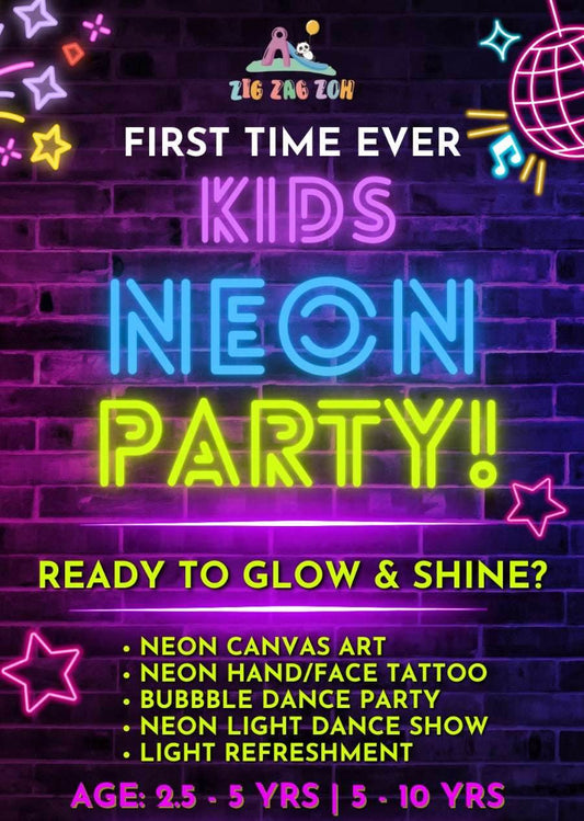 Kids Neon Party at Zig Zag Zoh (30-Mar) Opposite Dt Mega Mall Gurgaon - ActivityKidz