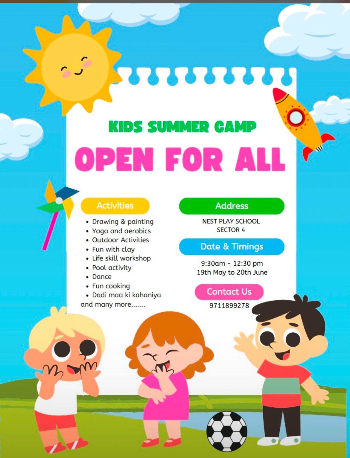 Kids Summer Camp by Nest Play School (19 May - 20 Jun) | Sector 4 Gurgaon - ActivityKidz