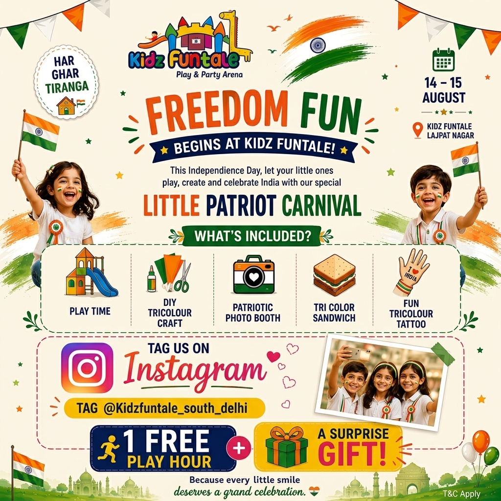 Little Patriot Carnival (14 Aug - 15 Aug) at Kidz Funtale | Lajpat Nagar Delhi