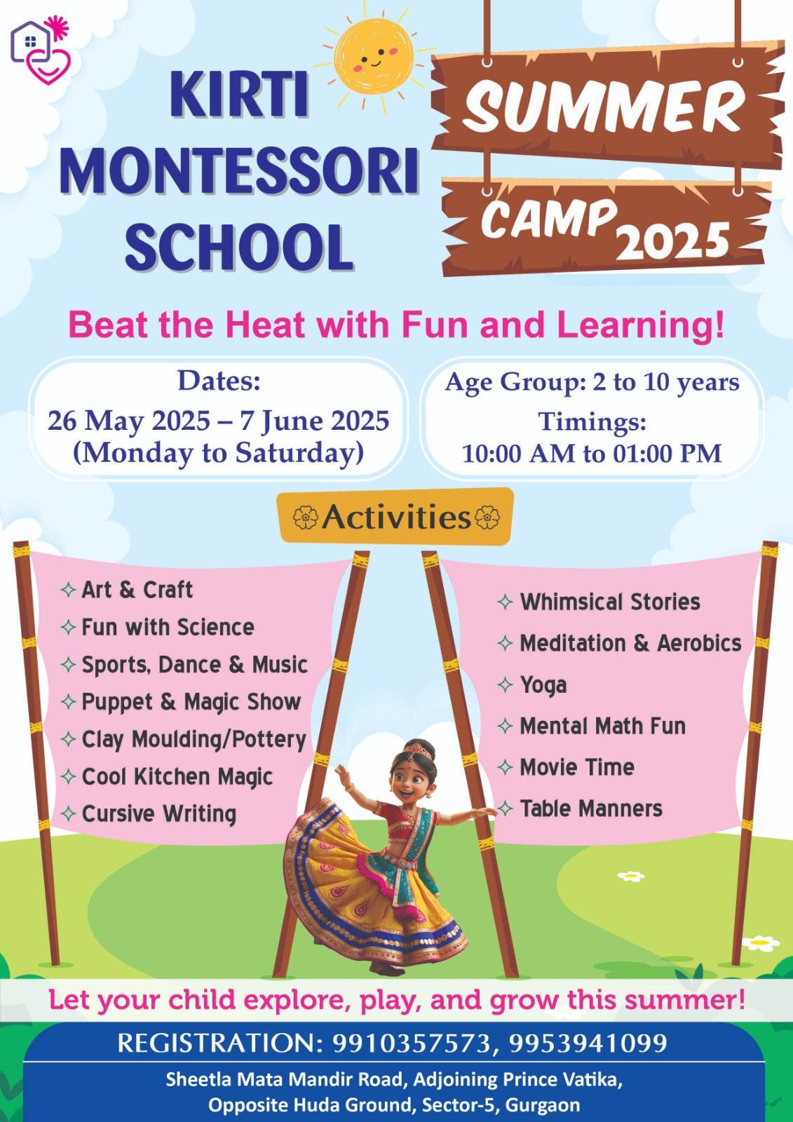 Summer Camp by Kirti Montessori School (26 May - 7 Jun) | Sector 5 Gurgaon - ActivityKidz