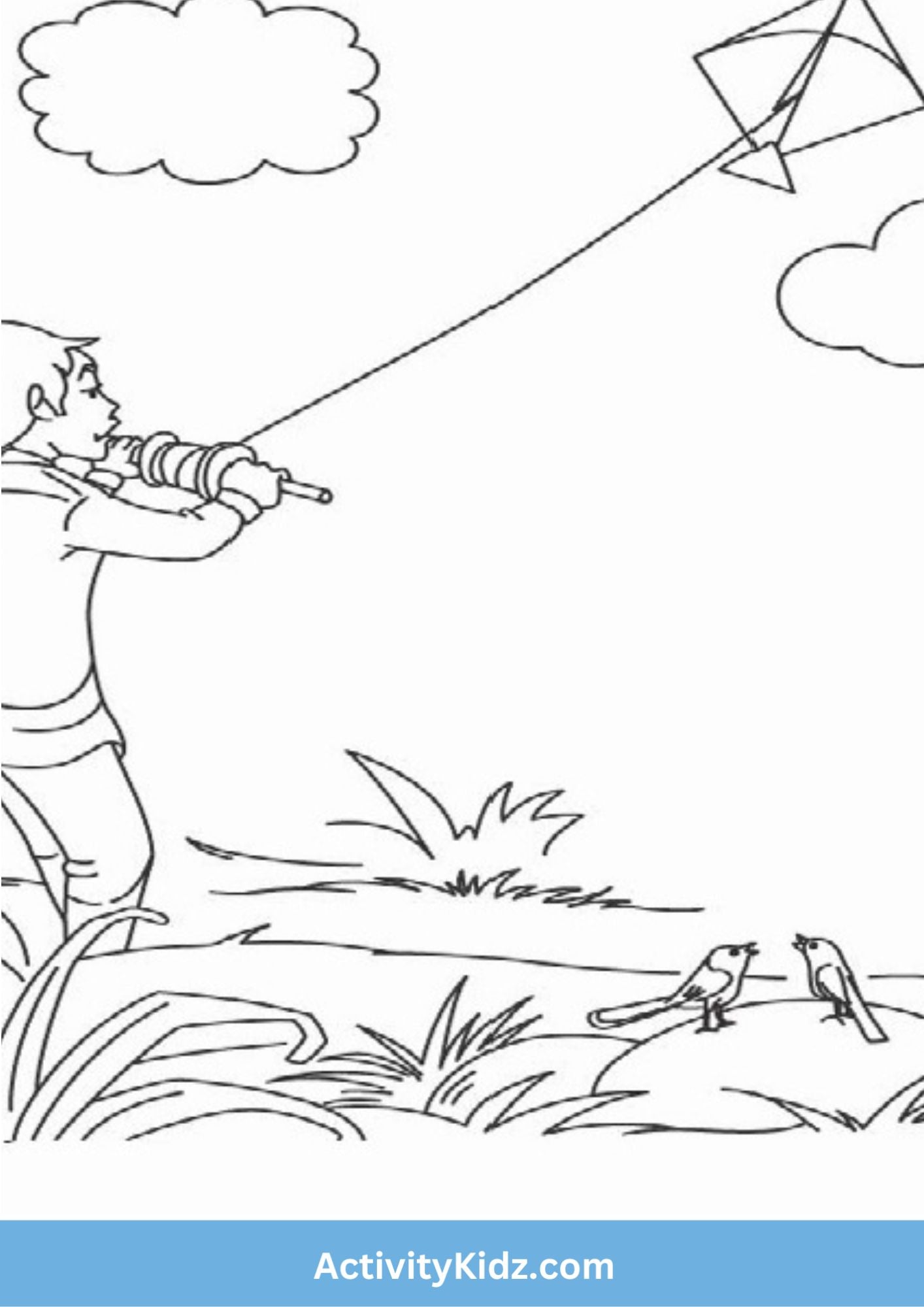 Kite Festival Delight - Makar Sankranti Coloring Worksheet