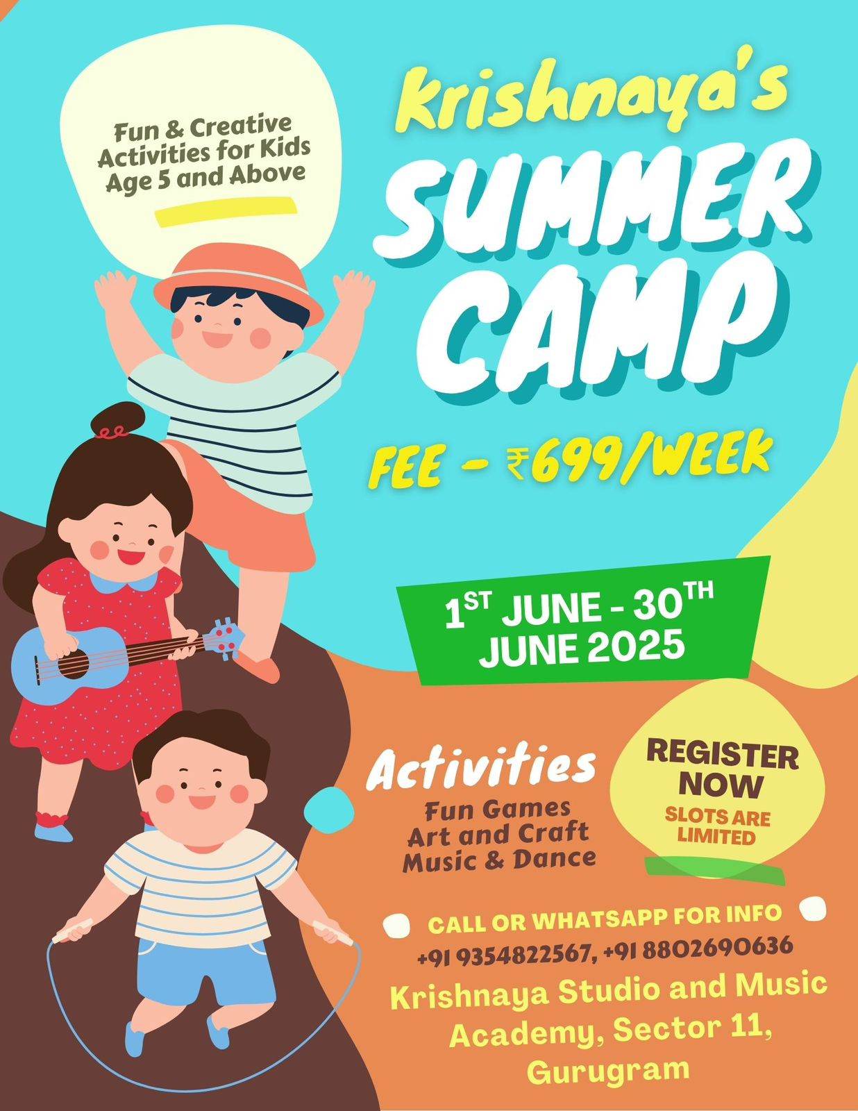 Summer Camp by Krishnaya Studio And Music Academy (1 Jun - 30 Jun) | Sector 11 Gurgaon - ActivityKidz