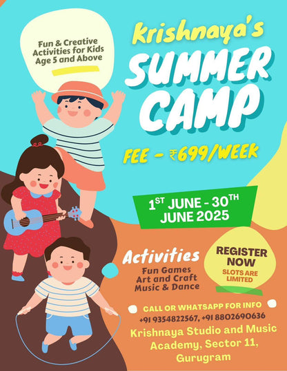 Summer Camp by Krishnaya Studio And Music Academy (1 Jun - 30 Jun) | Sector 11 Gurgaon - ActivityKidz