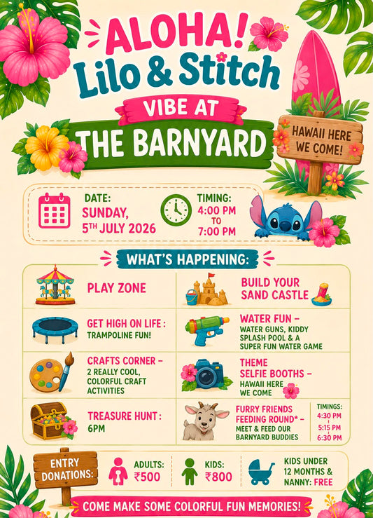 Lilo & Stitch Vibe at The Barnyard (5 Jul) | Sainik Farm New Delhi