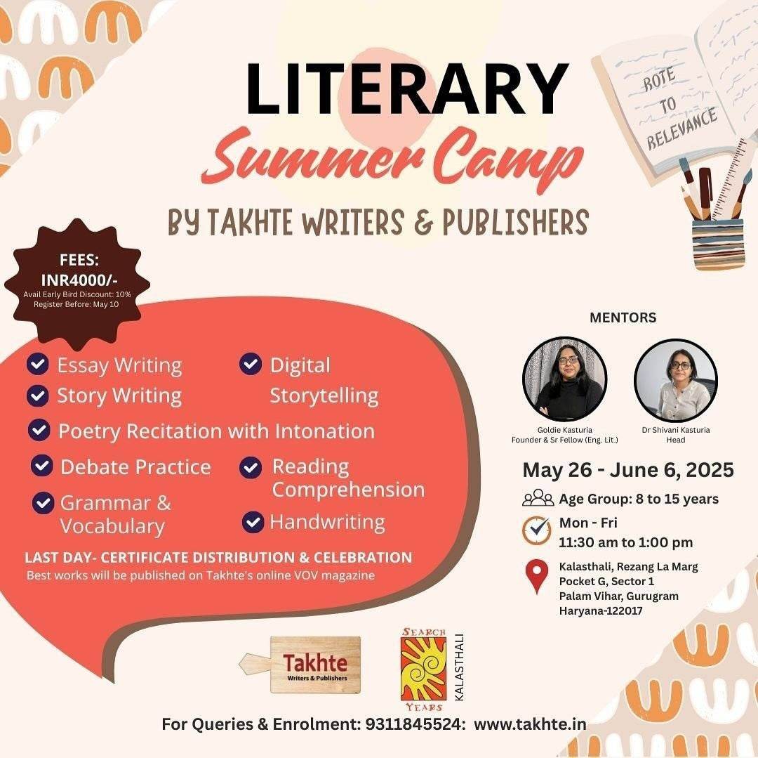 Literary Summer Camp by Takhte Writers & Publishers (26 May - 6 Jun) | Palam Vihar Gurgaon - ActivityKidz