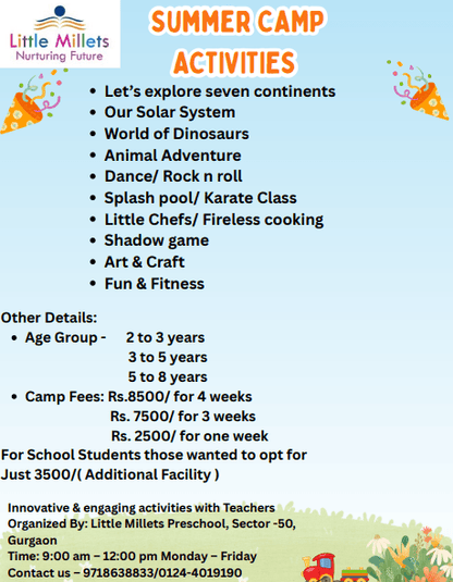 Kids Summer Camp by Little Millets Preschool (19 May - 13 Jun) | Sector 50 Gurgaon - ActivityKidz