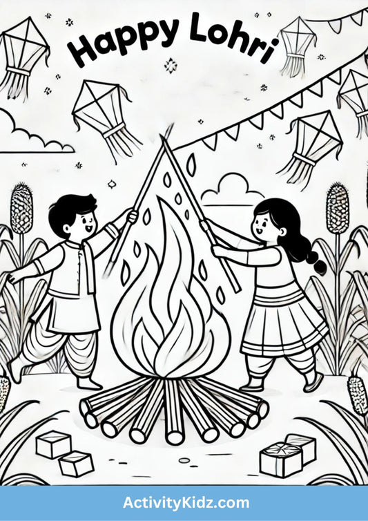 Lohri Celebration Colouring Worksheet