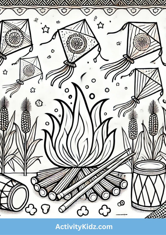 Lohri Festival Coloring Activity Sheet