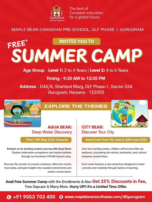 Summer Camp by Maple Bear Canadian Preschool (19 May - 28 Jun) | DLF Phase 1 Gurgaon - ActivityKidz