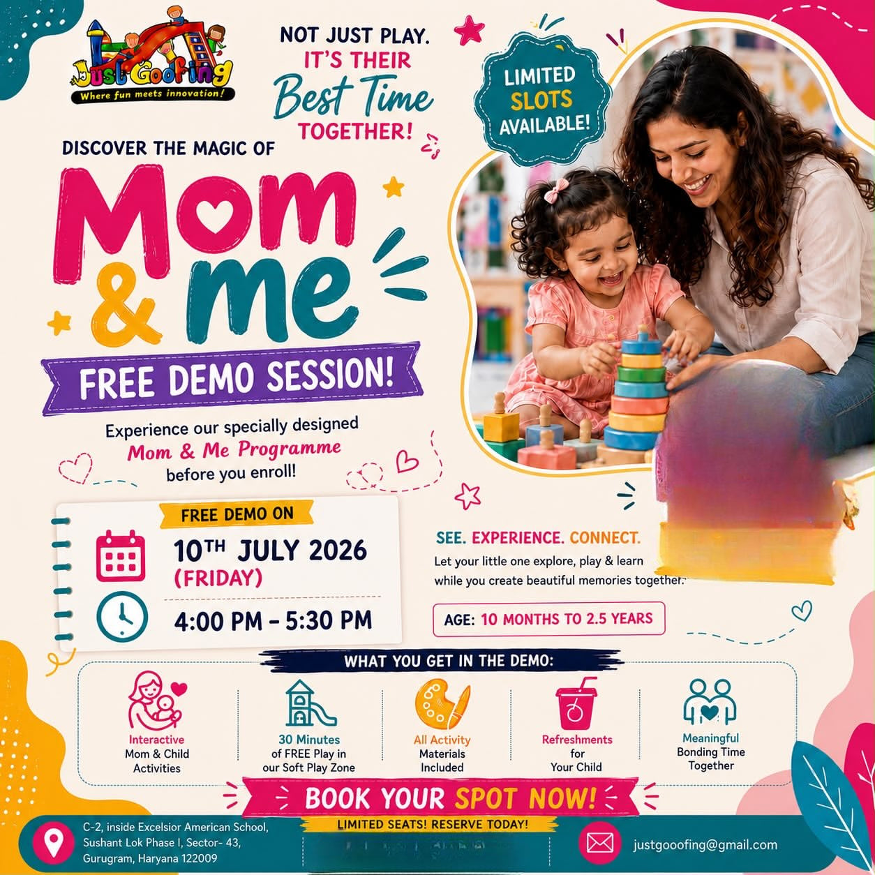 Mom & Me Programme (10 Jul) at Just Goofing | Sector 43 Gurgaon