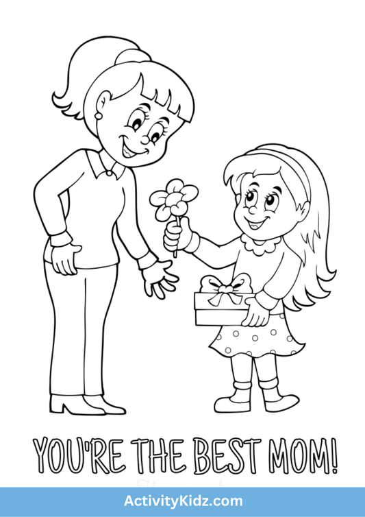A Special Gift for Mom - Coloring Page - ActivityKidz