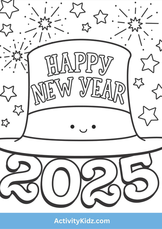 New Year 2025 Coloring Worksheet