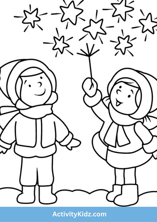 New Year Celebration Coloring Worksheet