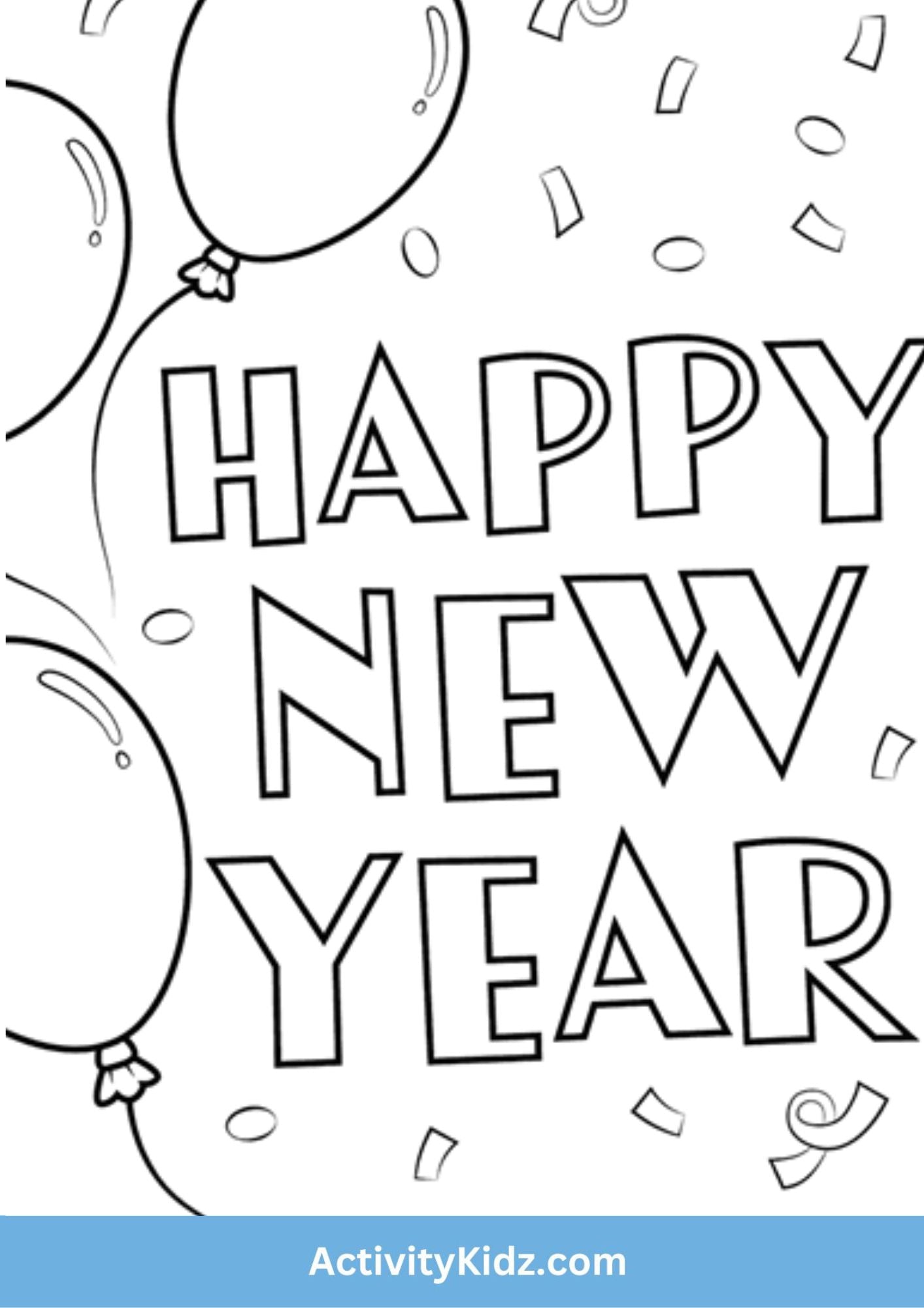 New Year Coloring Fun Worksheet