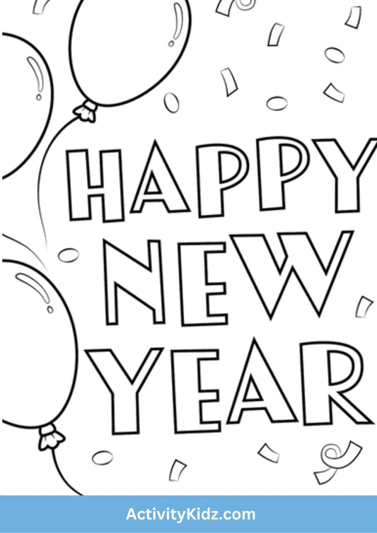 New Year Coloring Fun Worksheet