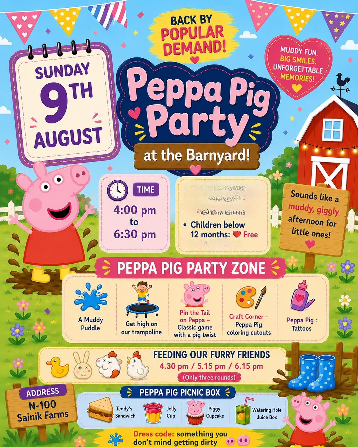 Peppa Pig Party (9 Aug) at The Barnyard | Sainik Farm New Delhi