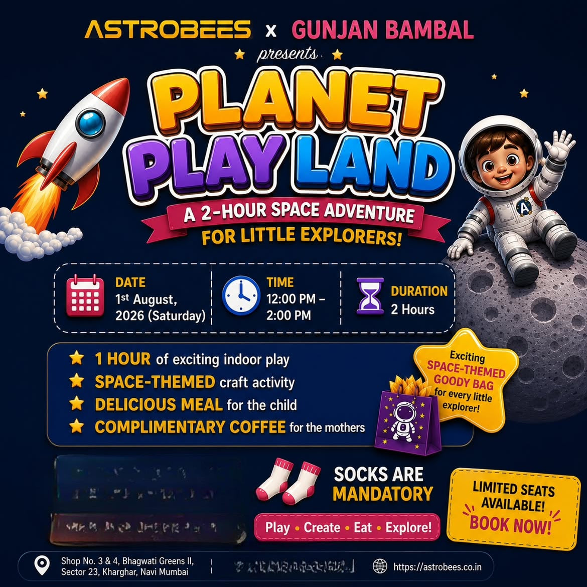 Planet Playland (1 Aug) at Astrobees | Bhagwati Greens Sector 23 Kharghar Mumbai