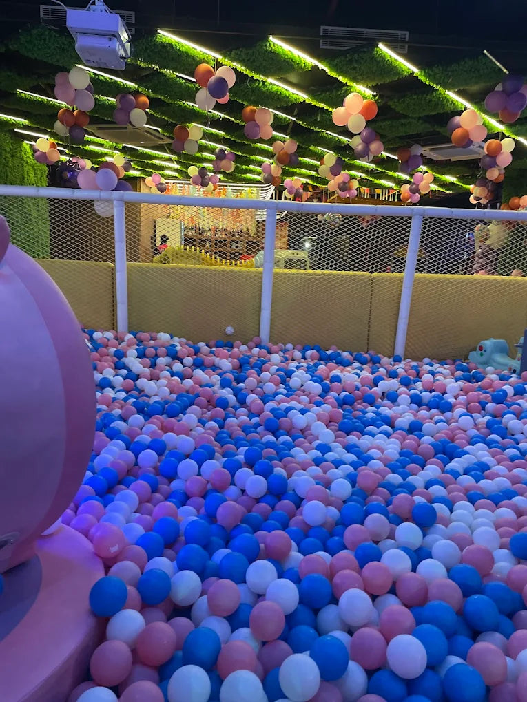 Ball pit with colorful balls in an indoor playground setting
