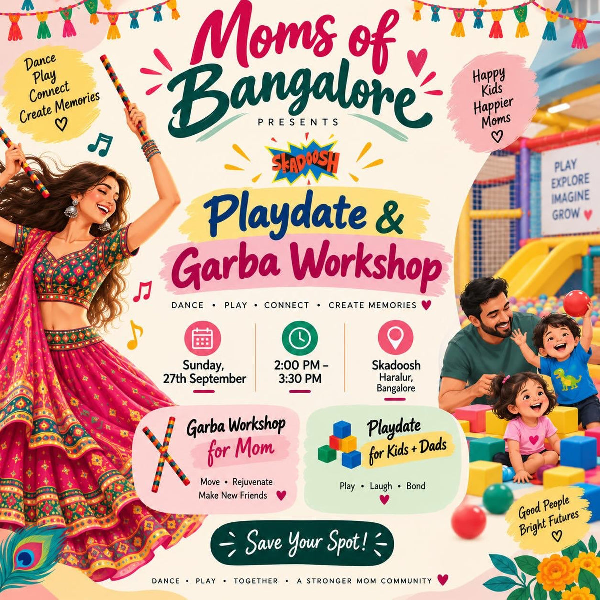 Playdate & Garba Workshop (27 Sep) at Skadoosh | Haralur Bengaluru