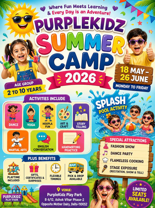 Summer Camp 2026 by Purple Kidz (18 May - 26 Jun) | Ashok Vihar 2 Delhi