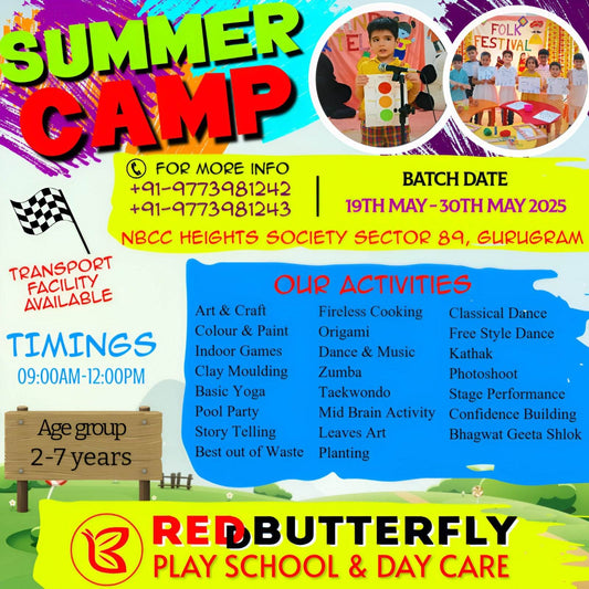 Summer Camp by Red Butterfly Play School and Day Care (19 May - 30 May) | Sector 89 Gurgaon - ActivityKidz