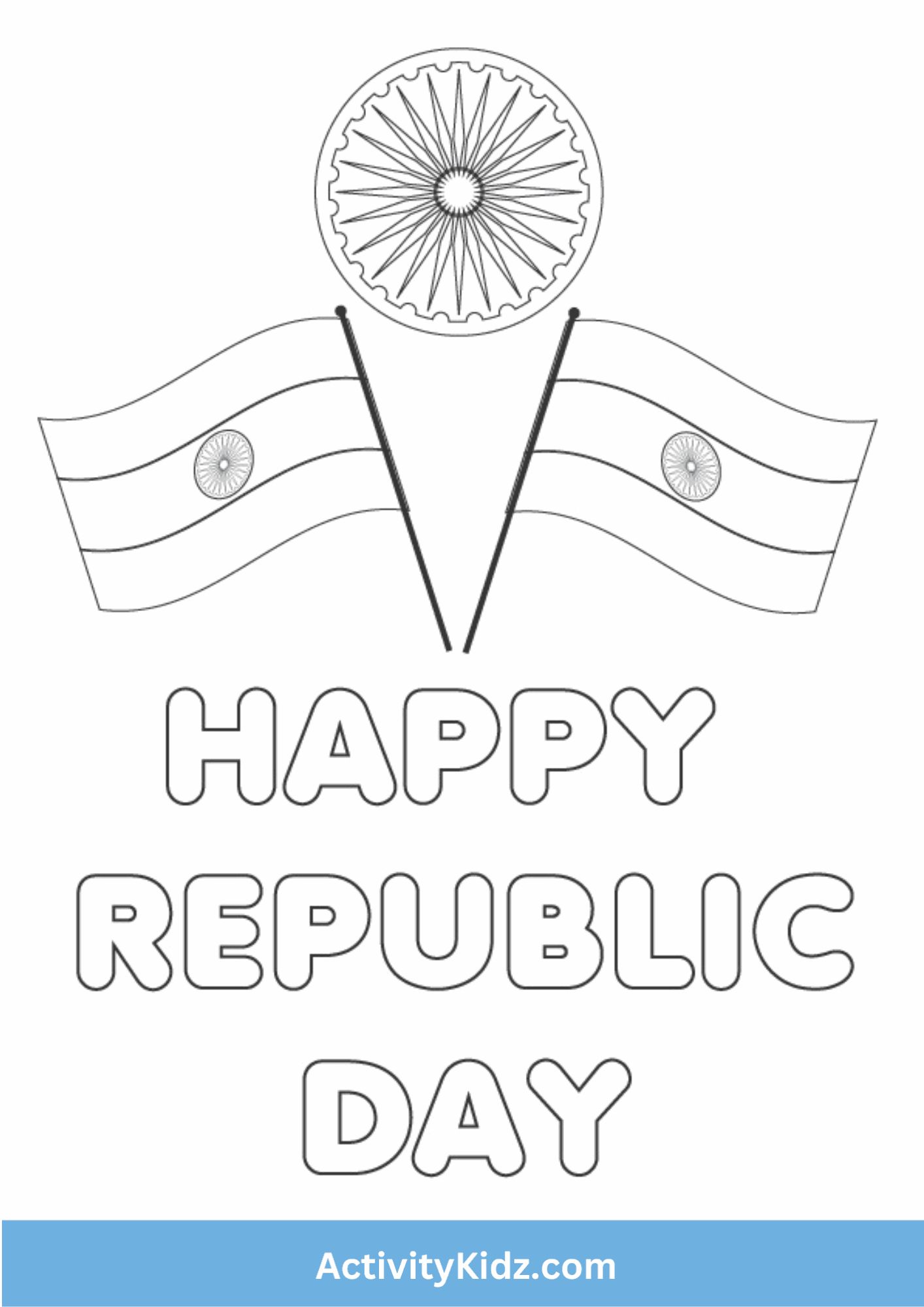 Republic Day Flags Coloring Worksheet - ActivityKidz
