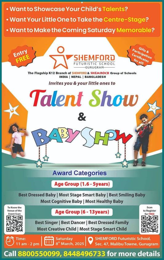 Baby Show & Talent Show by Shemford Futuristic School (8-Mar) | Malibu Town Gurgaon - ActivityKidz