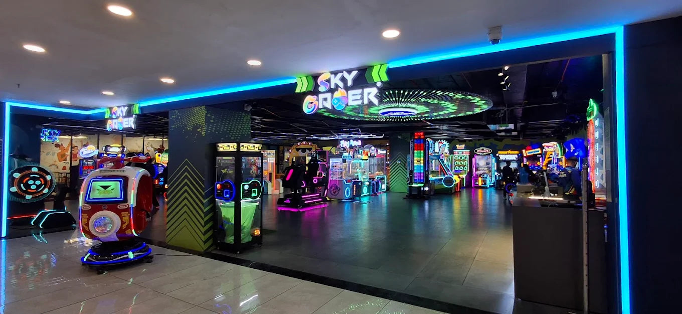 Skygamer entrace showing variety of arcade games