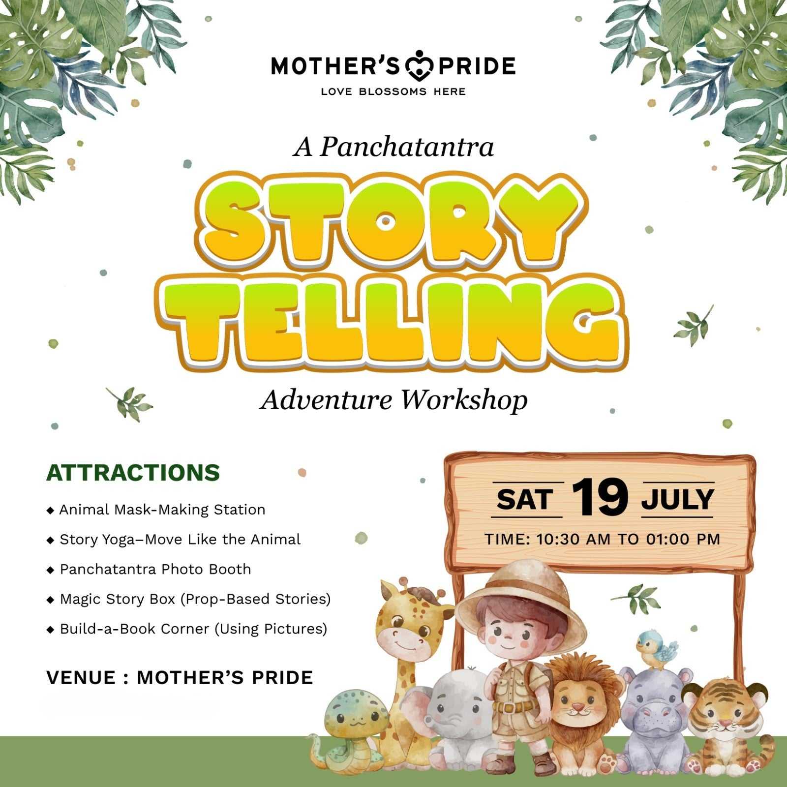 Story Telling Adventure Workshop at Mothers Pride Preschool (26 July) | Sector 5 Gurgaon