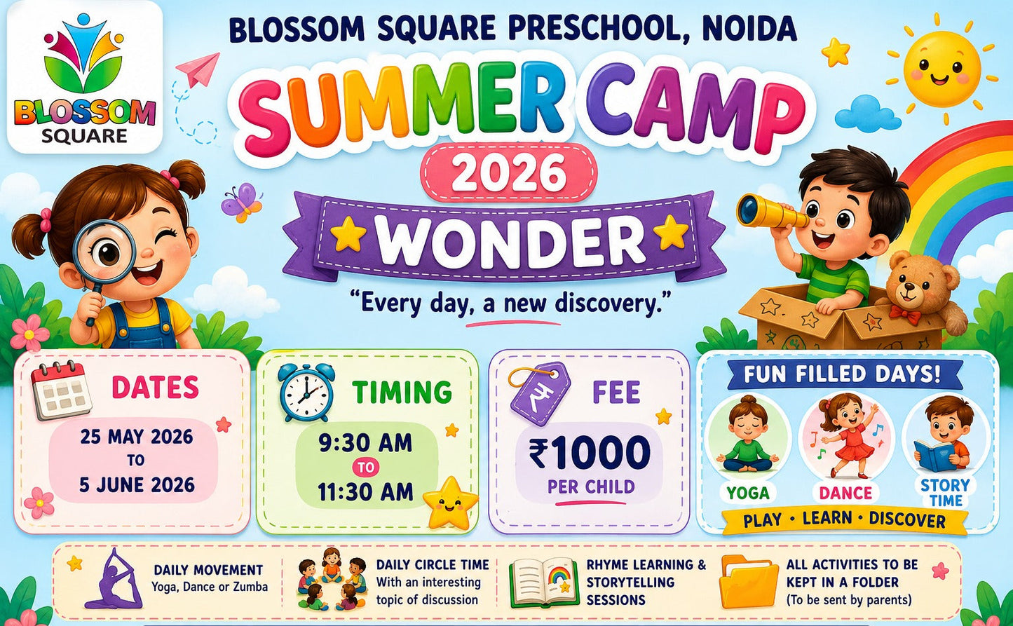 Summer Camp by Blossom Square Preschool (25 May - 5 Jun) | Sector 130 Noida